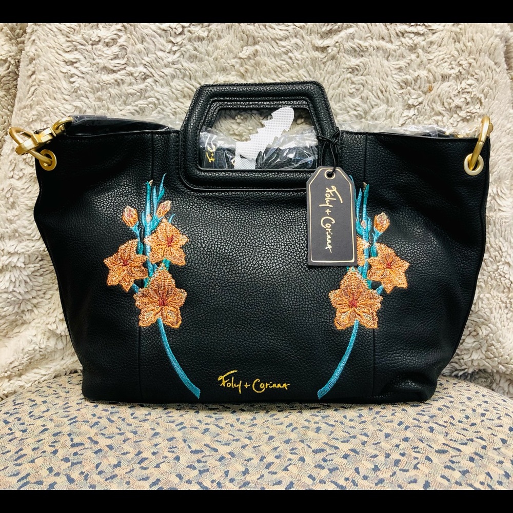 84.) New Black Vegan Leather Tote Bag